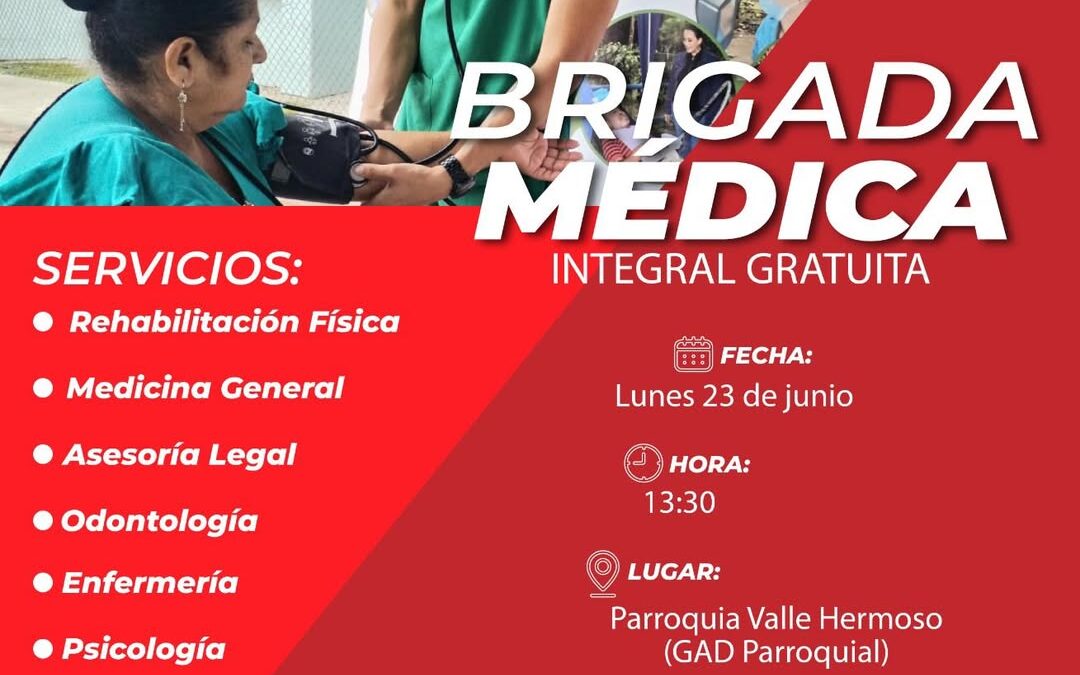 Este lunes 23 de junio estaremos con nuestra Brigada Médica Gratuita en la Parr…