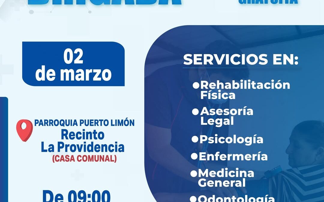 Brigada Médica Gratuita 

Te esperamos en el Recinto La Providencia,
Parroquia …