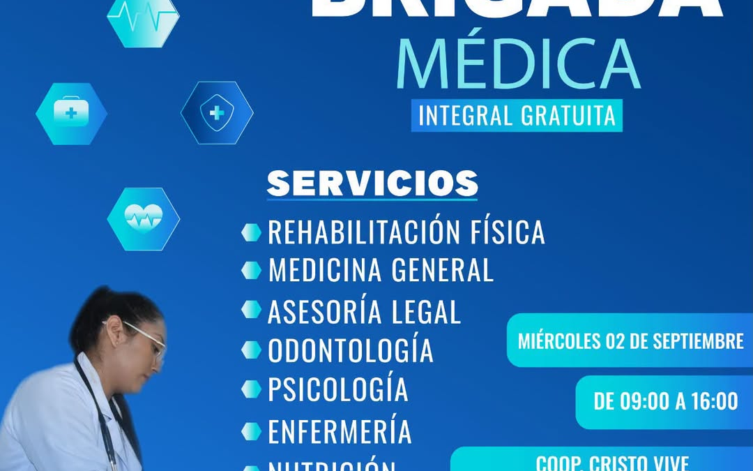 Este miércoles 02 de septiembre, te esperamos en la Brigada Médica Gratuita  
…